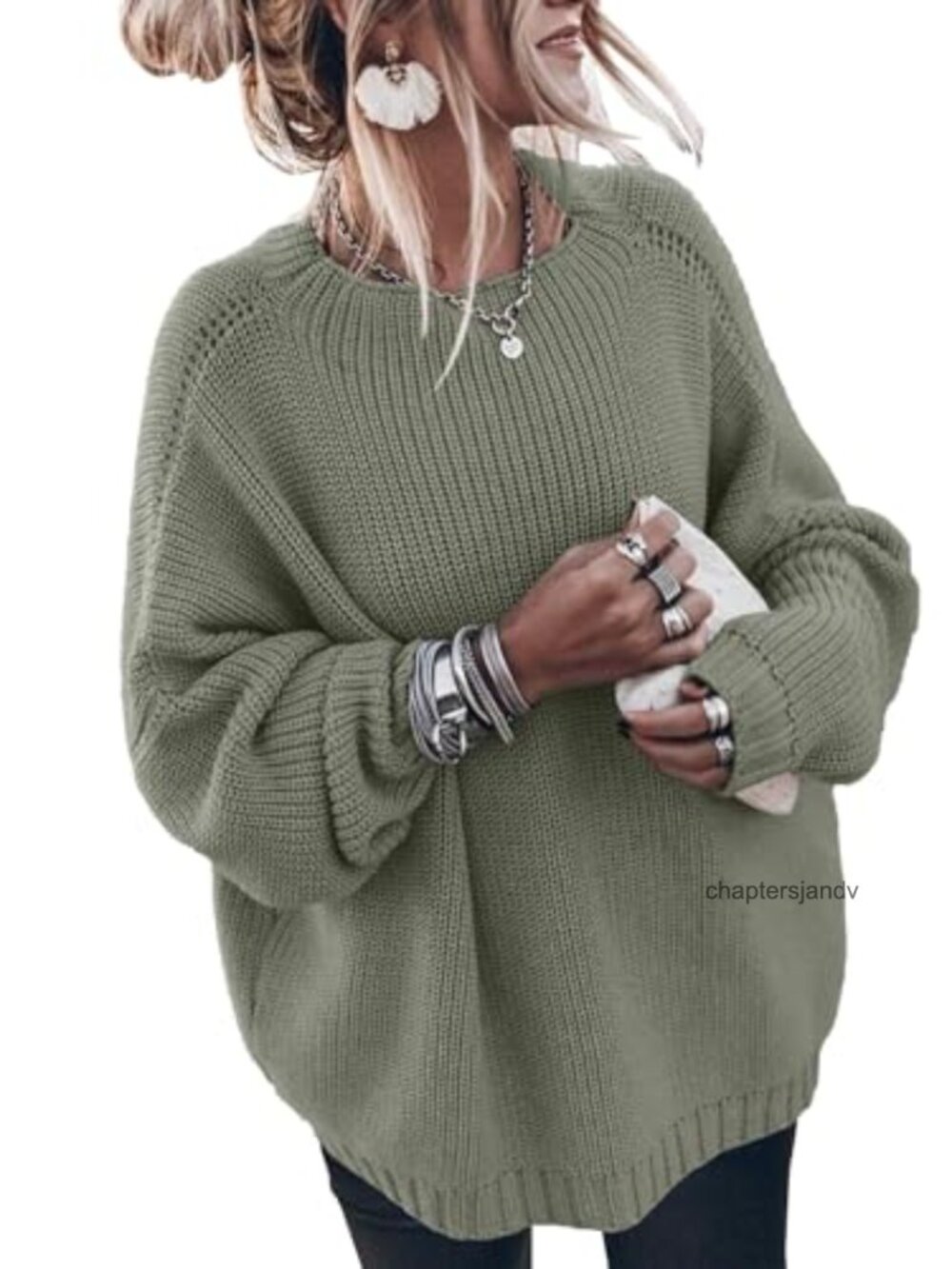 Oversized Mock Neck Knit Sweater Loose Long Sleeve Pullover Jumper